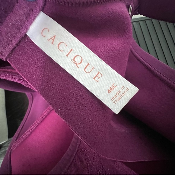 Cacique 46C lightly lined No-Wire Bra Maroon Purple Lane Bryant Support - Picture 6 of 8